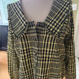 Whistles Checkered Blouse - Black and Yellow New